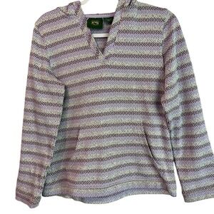 Stillwater Supply Co Gray and Lavender Striped Knit Hoodie Women's Size‎ M